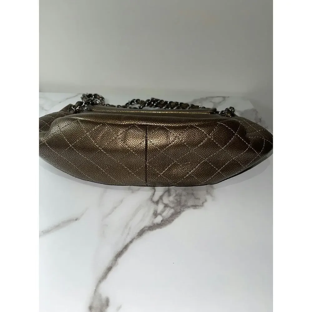 Chanel Quilted Caviar Leather Flap Bag in Metallic Bronze
